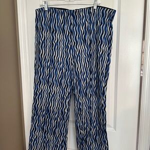 Anthropologie Maeve Blue and Black Patterned Pants